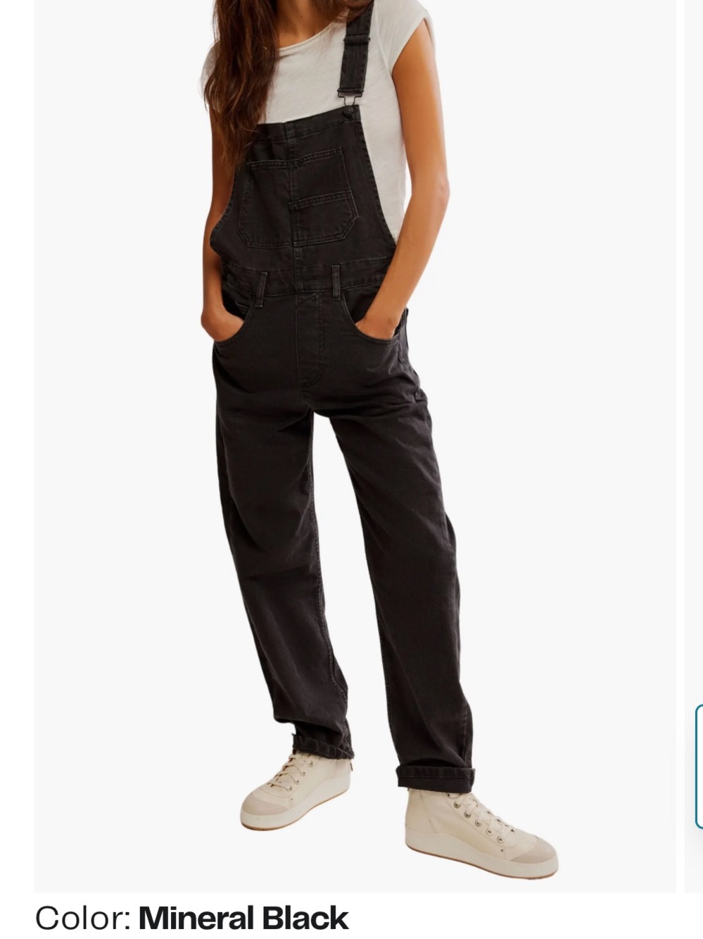 We The Free Mineral Black Women's Denim Overalls XL